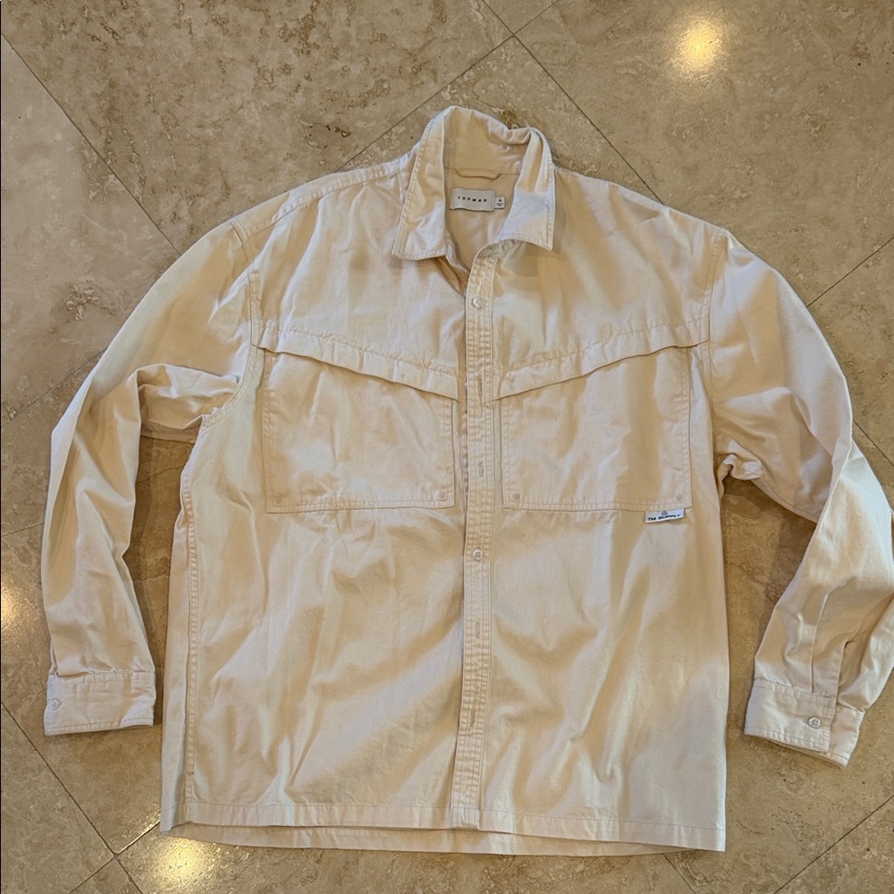 Topman Off-White Lightweight Shirt Jacket
